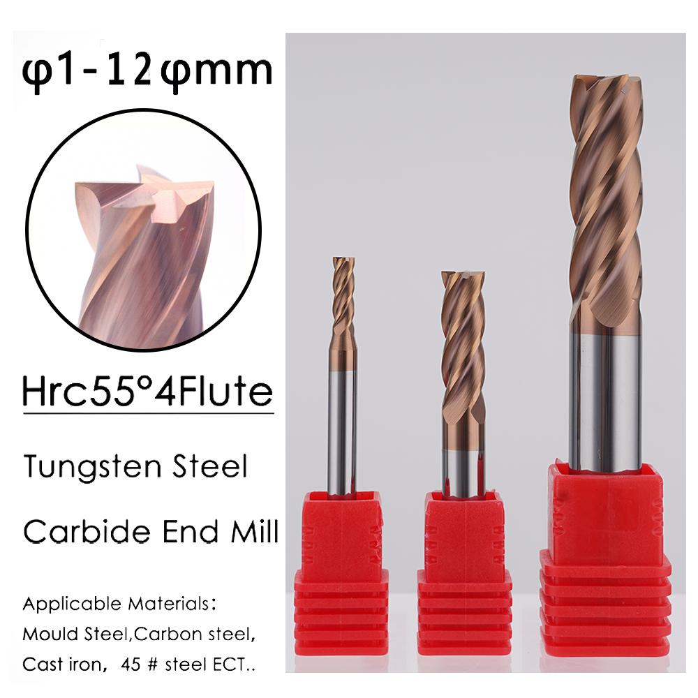 

Фреза Maifix 55 градусов из вольфрамовой стали, 4-кромочная фреза с твердосплавным покрытием, обрабатывающий центр с ЧПУ, фреза с плоским дном HRC55