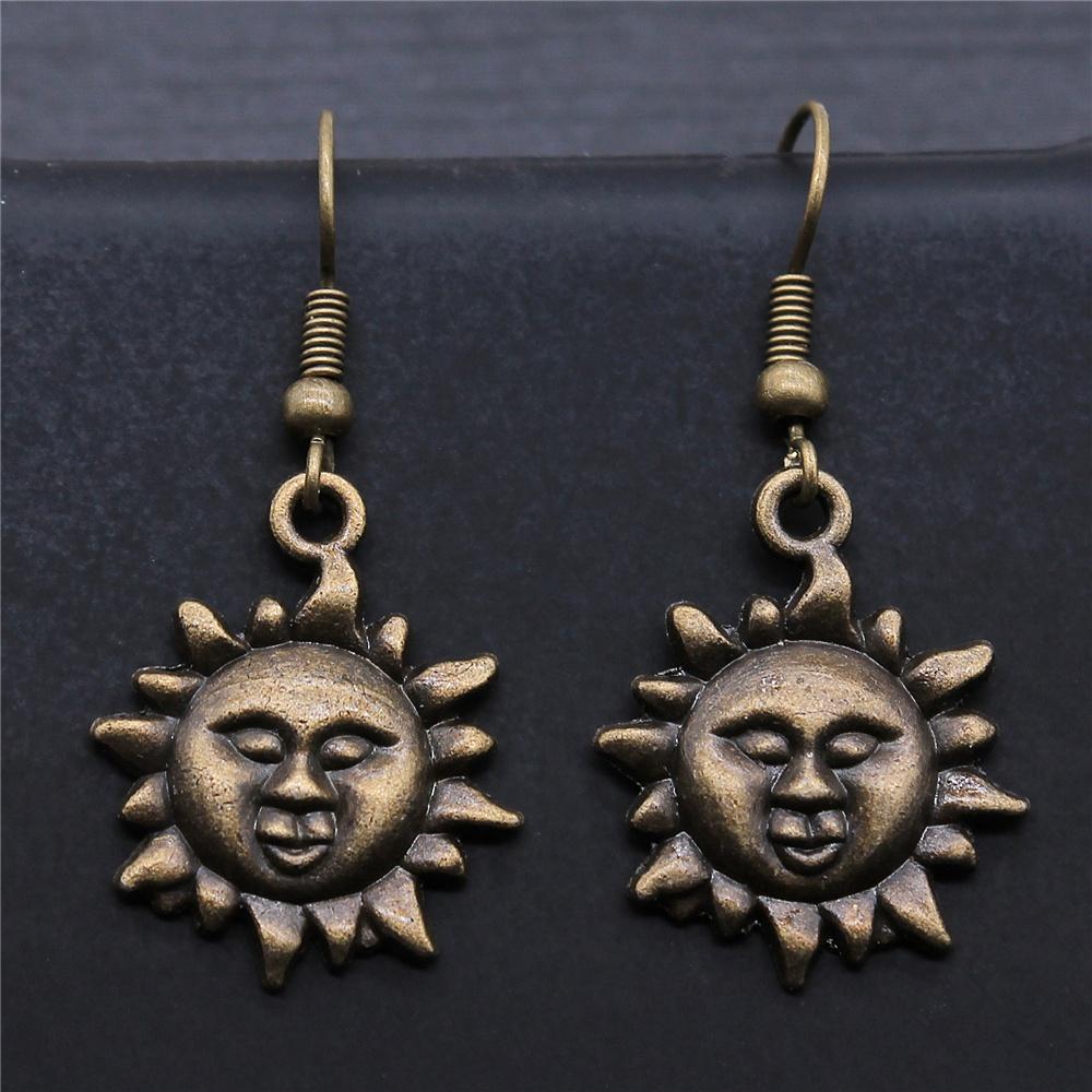 Vintage Totem Earring Sun & Moon Dangle Earrings Geometric Women Dangle Earrings Star Moon Female Korean Jewelry
