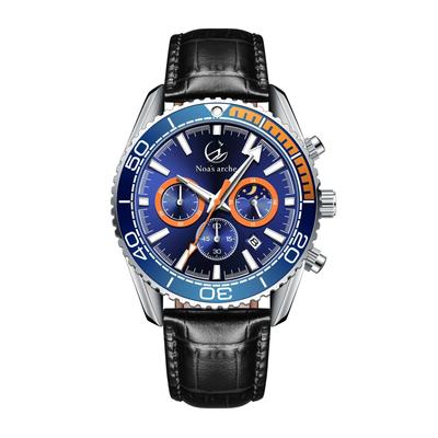 Arche Business Quarzuhr mit Edelstahl Luminous Perfekt als Geschenk oder Erinnerungsgeschenk mit Schwarzem Lederarmband Noa's Herren Stahl, Gut ablesbar