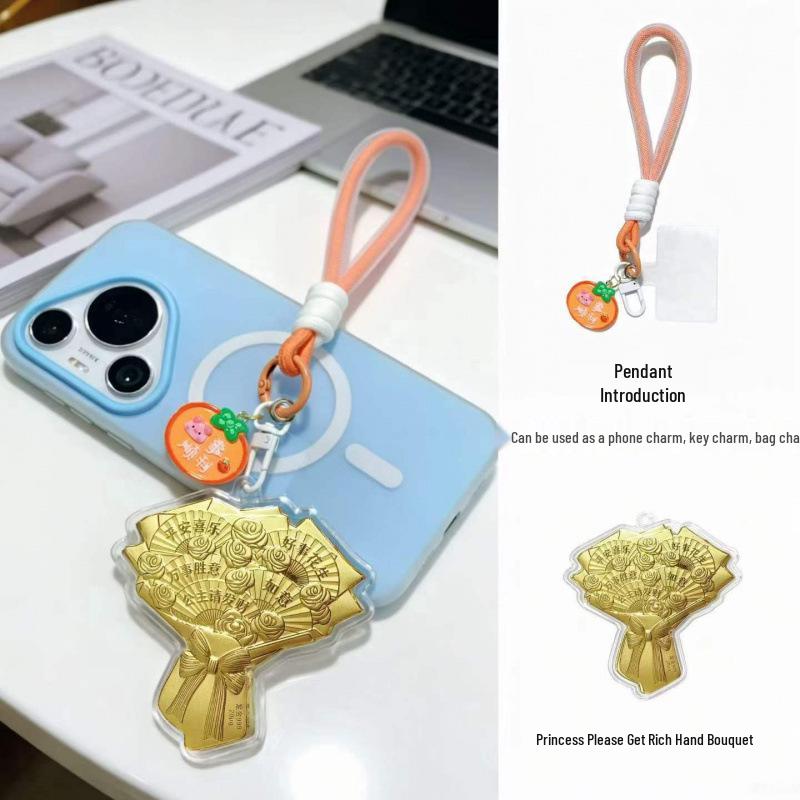 Golden Rose Bouquet 999 Gold God of Wealth Flower Pendant - Perfect Gift for Girlfriend