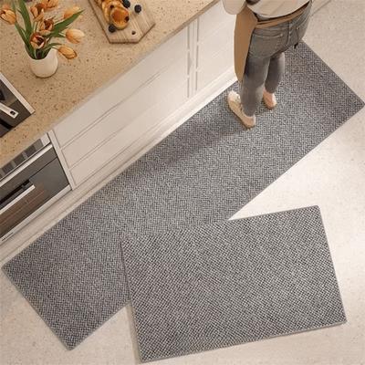 Simple Super Absorbent Kitchen Floor Mat Long Soft Linen Weave Bath Mat Washable Thickened Entrance Doormat Kitchen Supplies