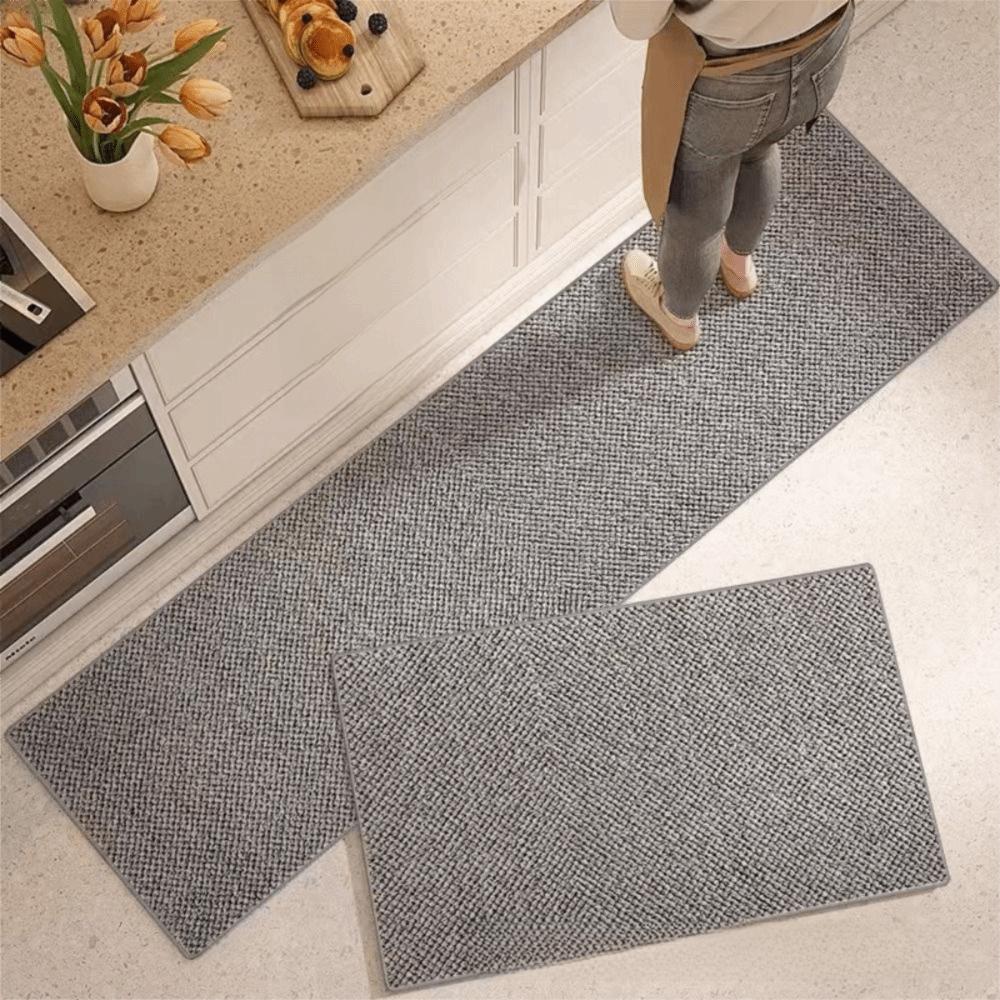 Soft Linen Weave Bath Mat Super Absorbent Entrance Doormat Kitchen Decoration Carpet  Living Room
