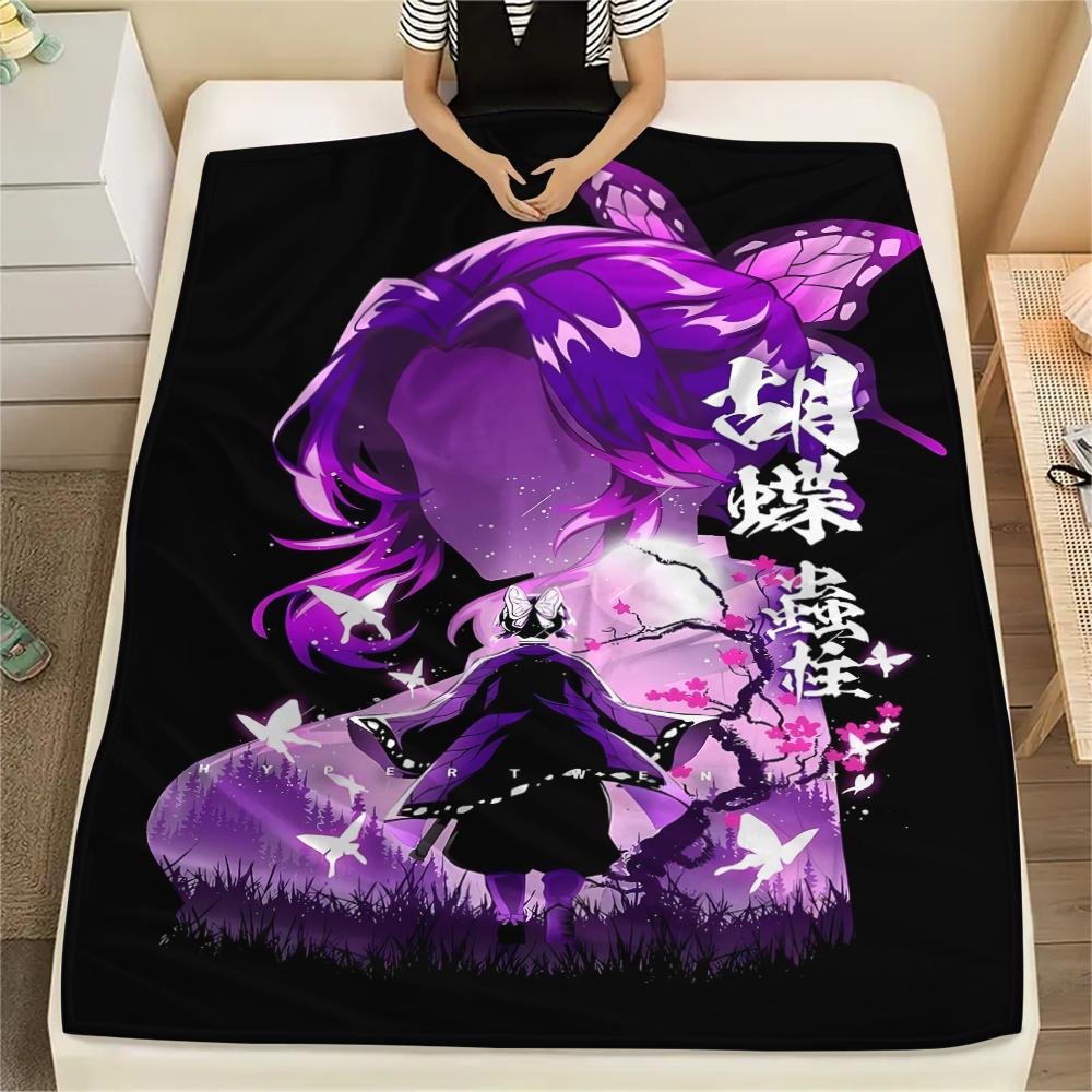 1PC Demon Slayer Print Flannel Blanket, High Quality All Seasons, Home Decor, Warmth and Comfort, Perfect for Christmas Gifts