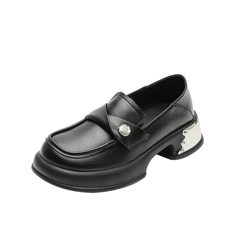 

Super soft spring new small round head loafu single shoes platform leather small leather shoes women 40