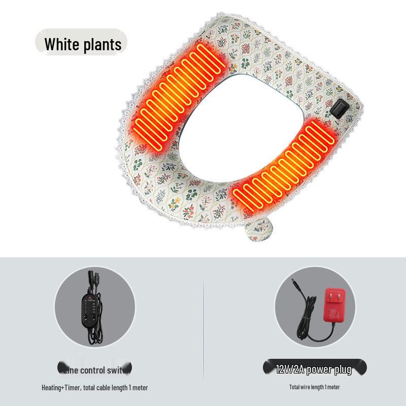 Universal Heated Carbon Fiber Toilet Seat: Soft, Waterproof, Zippered, All-Season Comfort белый