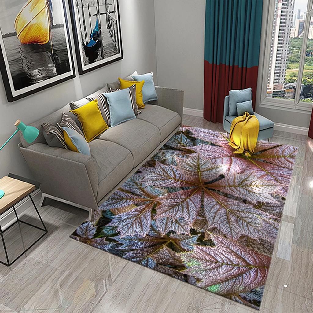3D Colorful Leaves Carpet for Bathroom Entrance Door Anti-slip Floor Mat Kitchen Rug Mat for Living Room Bedroom Decor Area Mats