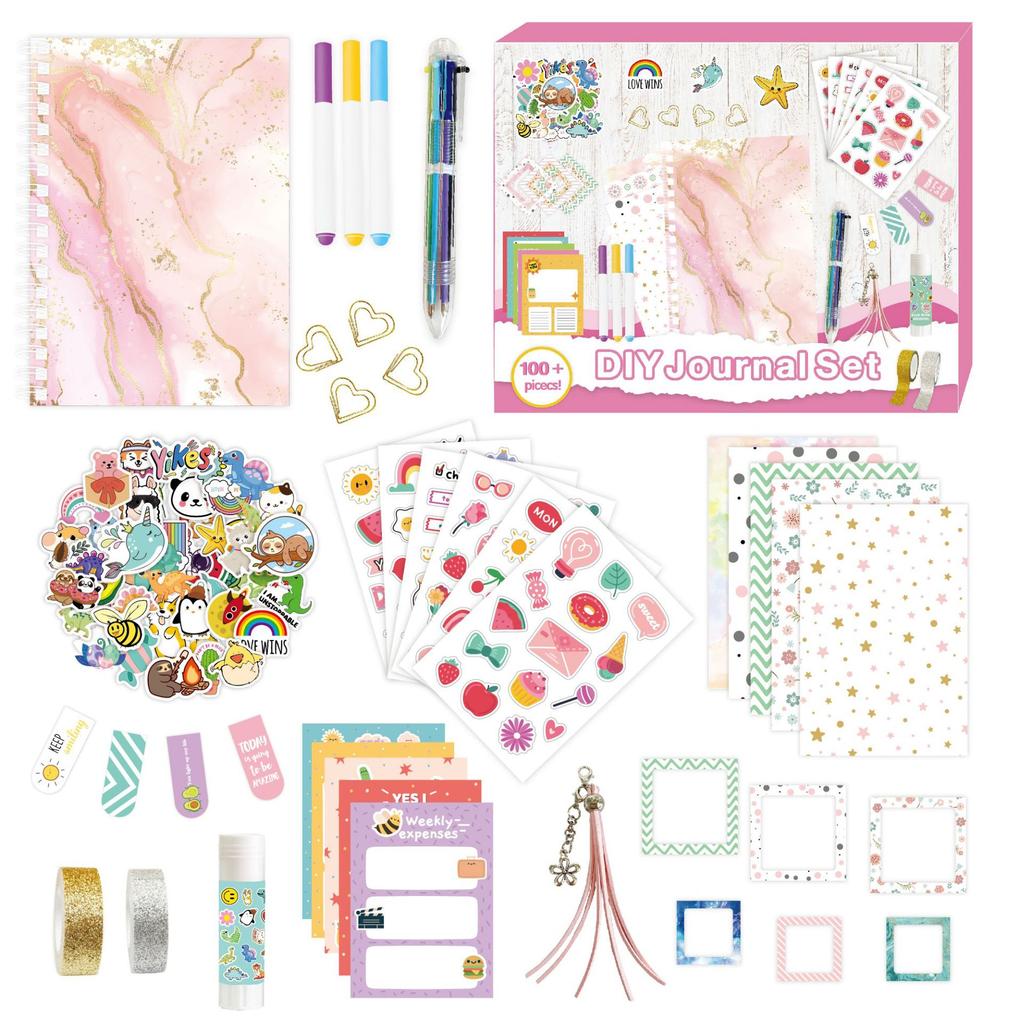 Kinder Notizbuch Set Aufkleber für Mädchen Teenager Geburtstagsgeschenk Tagebuch Journal Scrapbook Planer Schreibwaren Set