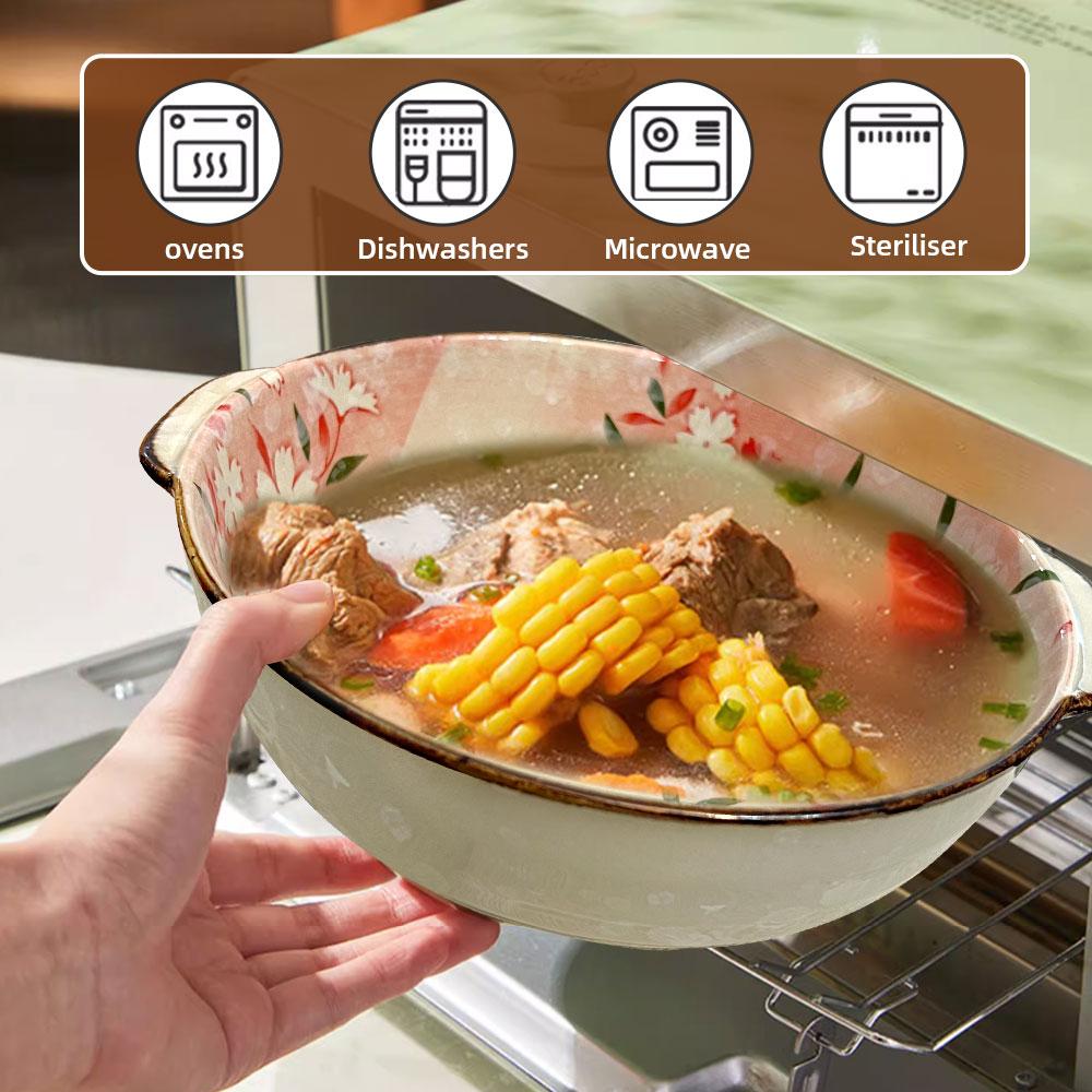 Ceramic Tableware Set Rice Bowl Breakfast Soup Bowl Dessert Dinnerware Tray Microwave Safe Kitchen Noodle Bowl Tableware Set