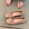 Spot Version~ Nude Flat-bottomed Evening Shoes, Women's Bows, One-pedal Inner Height-increasing Ballet Shoes, French Versatile Single Shoes