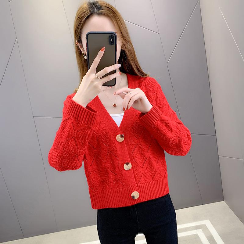 Women's short sweater jacket women's spring and autumn new loose autumn small knitted cardigan women