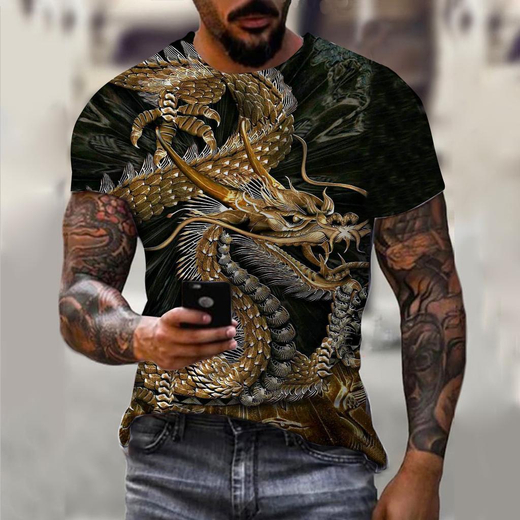 Men's T-Shirt For Men Clothing Unisex Dragon Graphic 3D Print Summer Top O-neck Short Sleeve Fashion Casual Tee Shirt Streetwear