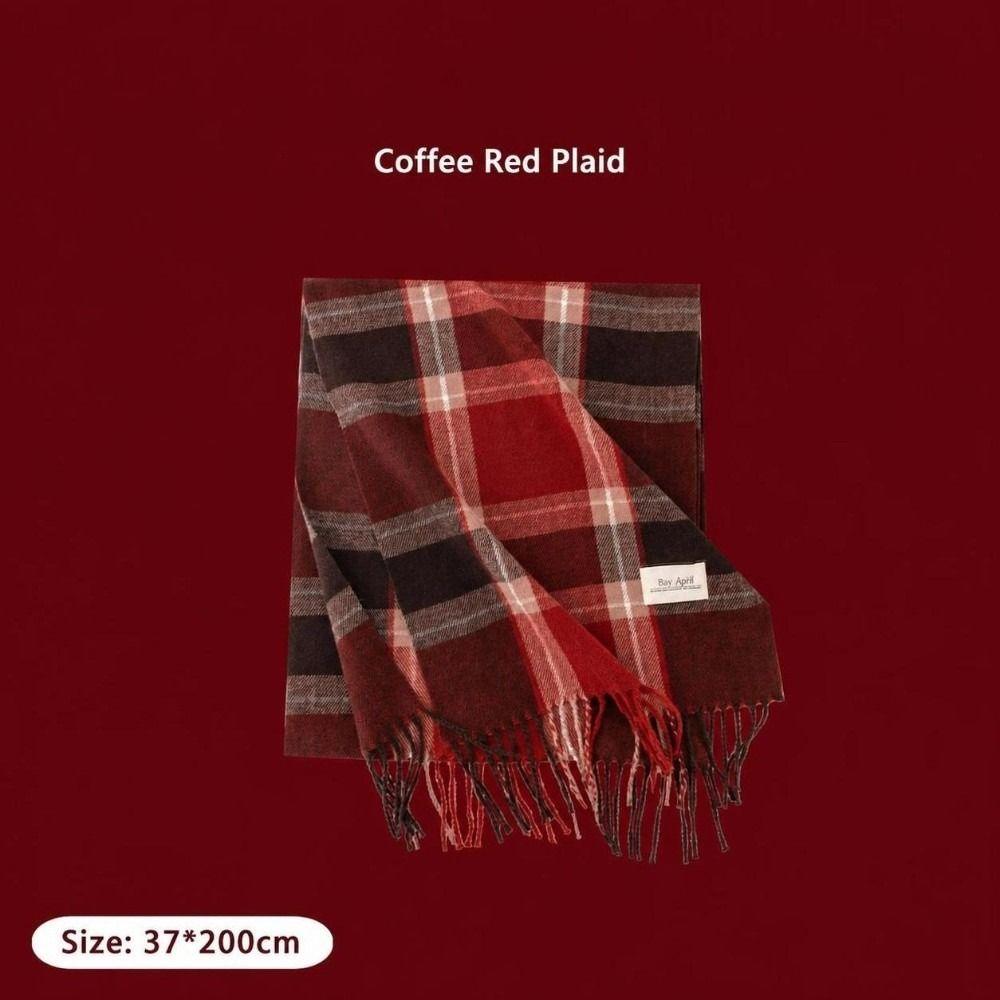 Soft Faux Cashmere Scarf Cozy Neck Warmer Shawl Atmosphere Plaid Scarf  New Year Party