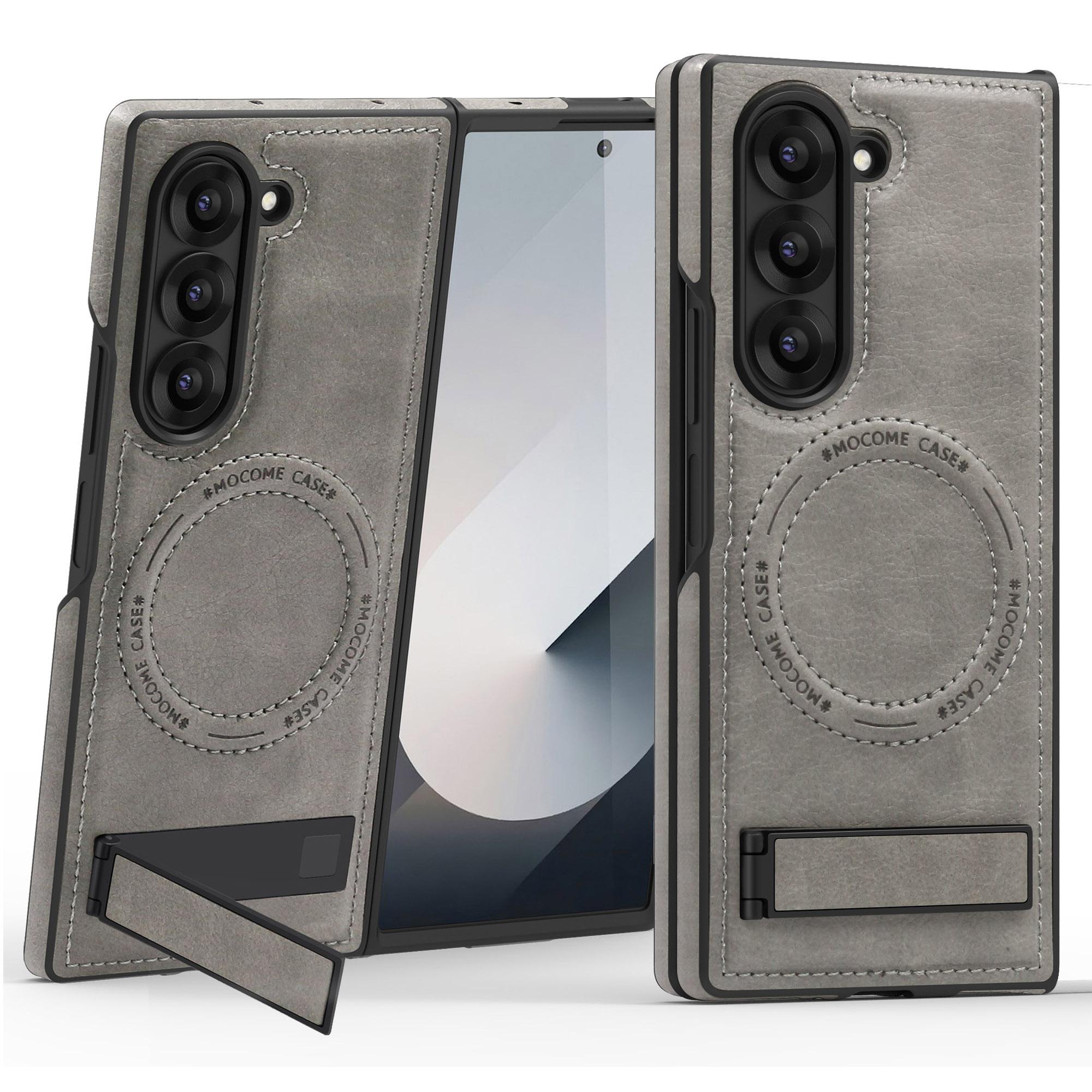

For Samsung Galaxy Z Fold6 5G Magnetic Case Kickstand Leather Phone Back Cover C