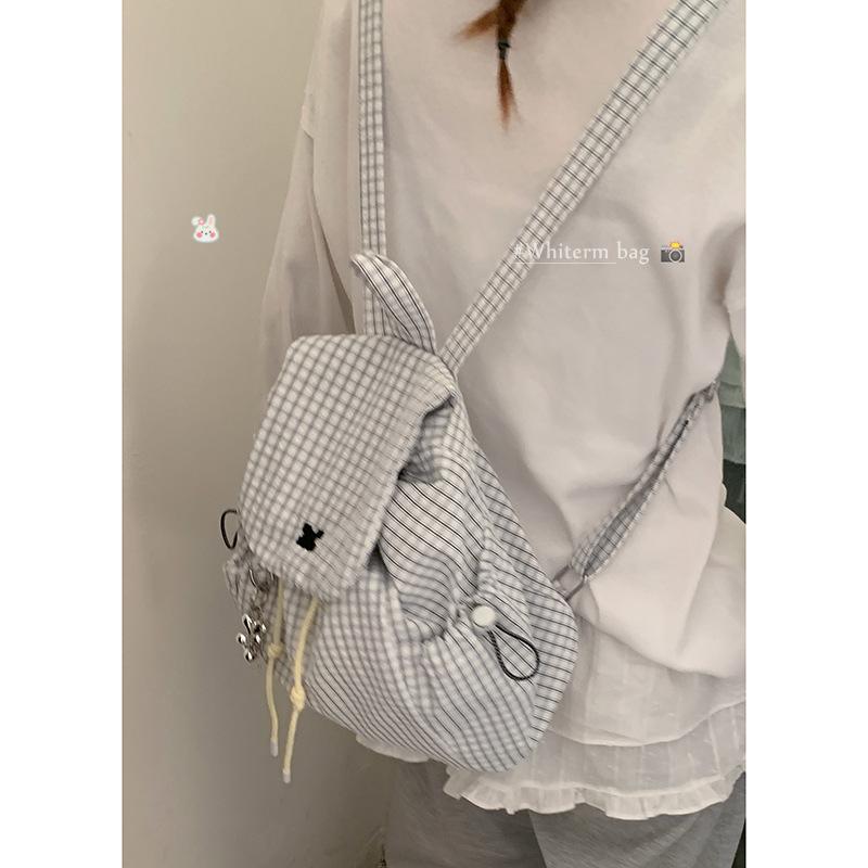 College style plaid nylon bag women's 2025 new backpack leisure travel backpack