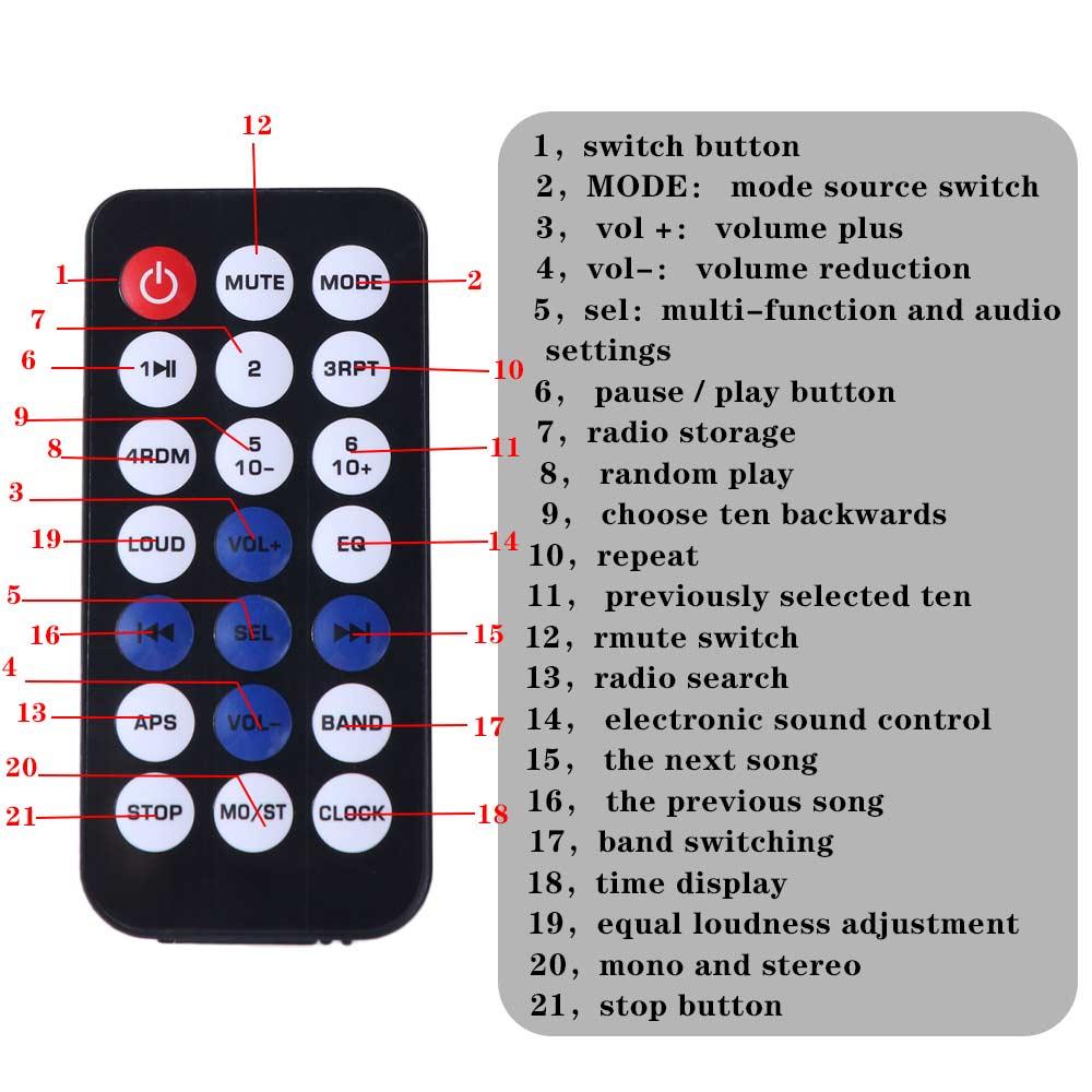 Bluetooth-compatible Bluetooth Car MP3 Player Remote Control Button Control 12V Car Radio 4 Channel AUX Input Car MP3 Player USB