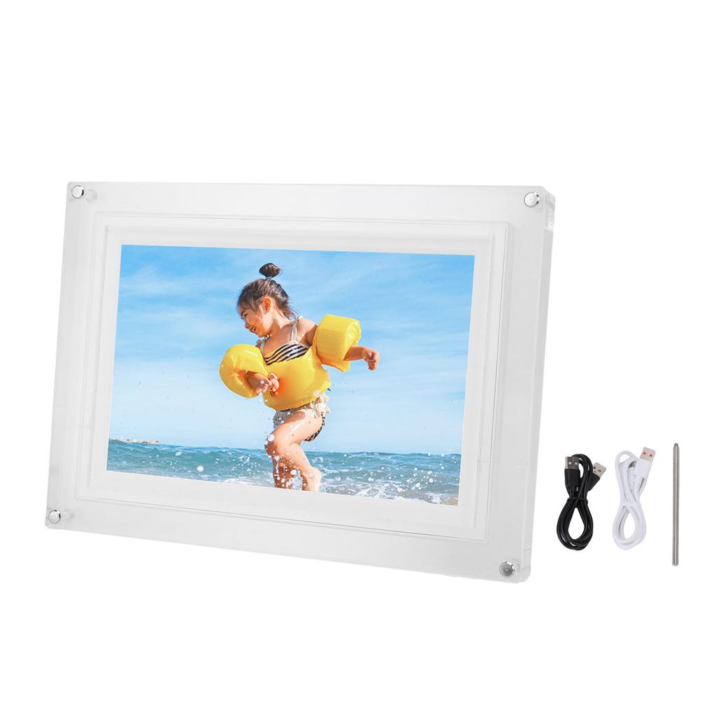10.1 Inch Digital Picture Frame Acrylic USB2.0 Electronic Photo Frame Video Music Player with LED Light 8GB Memory for