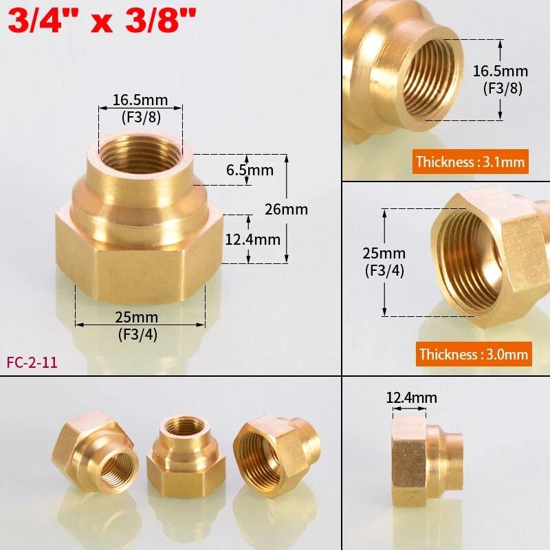 1~10pcs Brass Female Reducing Sleeve 1/8" 1/4" 3/8" 1/2" 3/4" 1" BSP Female Thread Hex Pipe Fitting For Water Fuel Gas 7