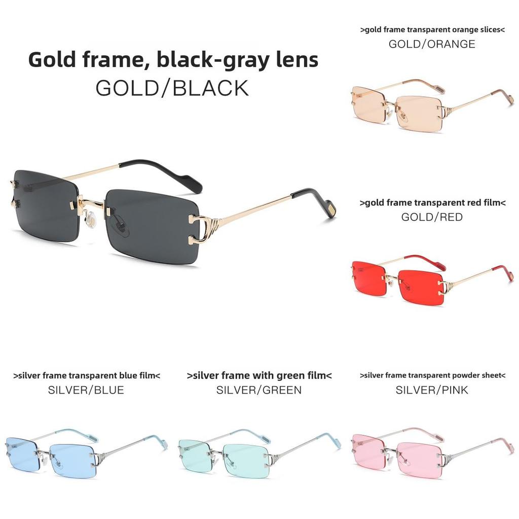 Unisex Metal Geometric Frameless Sunglasses With Uv400 Protection For Summer Beach And Travel