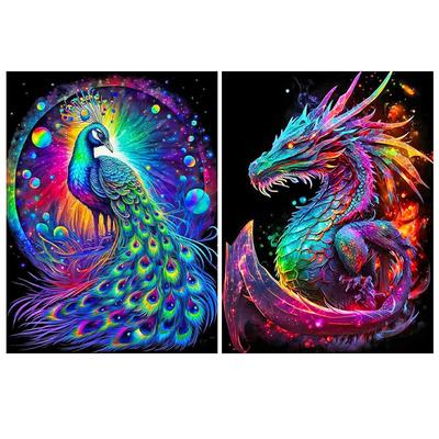 5D Full Diamond Painting Newly Arrived Dragon Peacock Picture Diy Mosaic Cross Embroidery Animal Peacock Embroidery2024