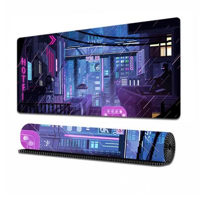 Podkładka pod mysz w stylu anime japońskim, bardzo duża podkładka gamingowa pod mysz w stylu cyberpunkowym miejskim, animacja fantasy, antypoślizgowa mata na biurko, 800x300x3 mm
