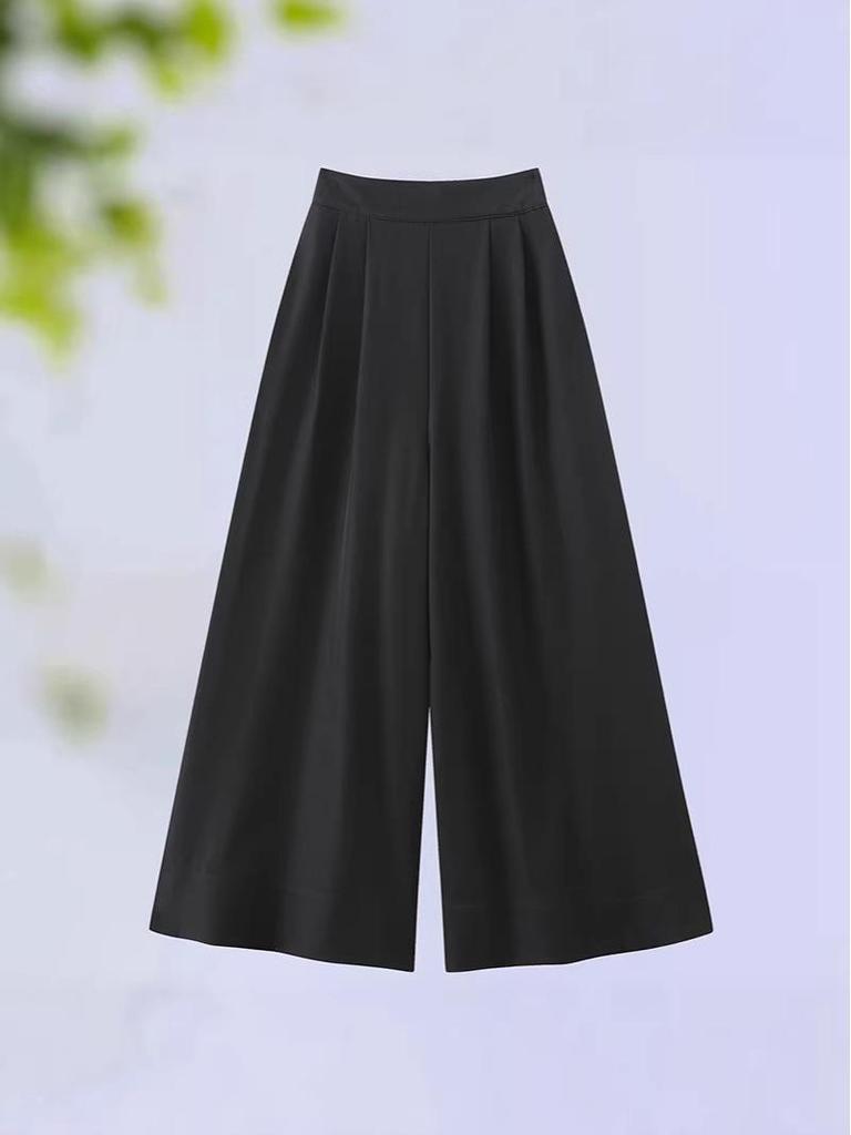 Chinese Style Slimming High-Waisted Wide-Leg Pants
