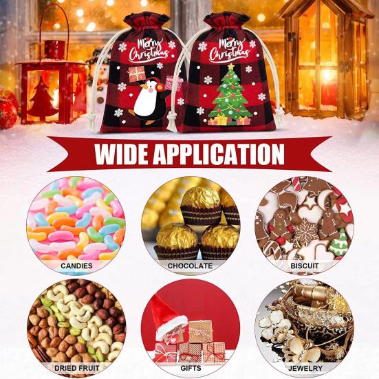 Sacola de presente de Natal Inovadora Feliz Natal Algodão Linho Sacola de Presentes de Natal Sacola de Embrulho de Presente de Natal Sacola de Cordão de Natal