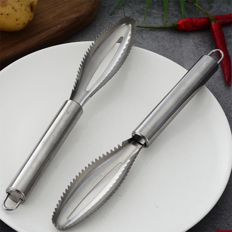 Stainless Steel Fish Scale Scraper & Brush - Kitchen Gadget