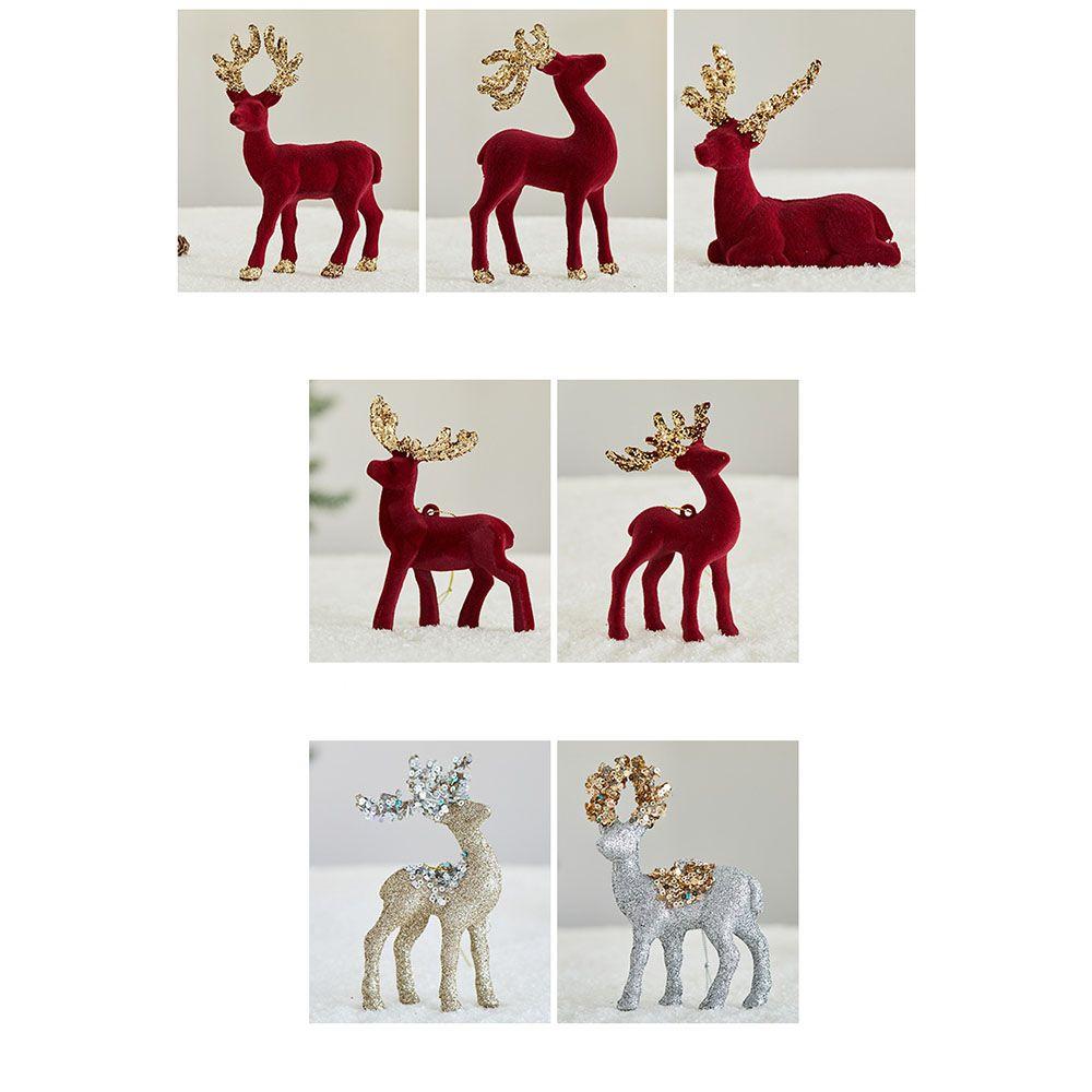 Glittering Christmas Red Deer Figurines Elegant Elk Glitter Deer Decor Shop