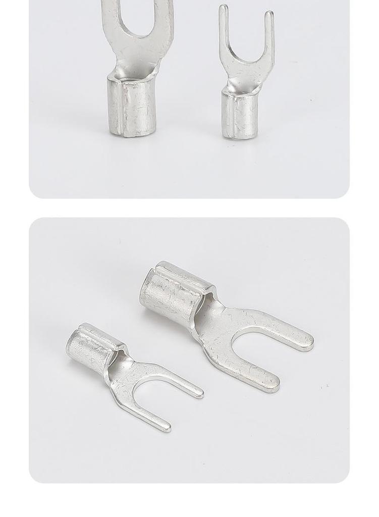 Grade A Fork & U-shaped Tin-Plated Copper Crimp Terminals - Purple, Cold Crimp, Thickened