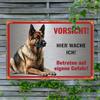 Vintage Metal Warning Sign with German Shepherd  Beware of Dog Decor In German Vorsicht Hier Wache Ich  HeavyDuty Indoor