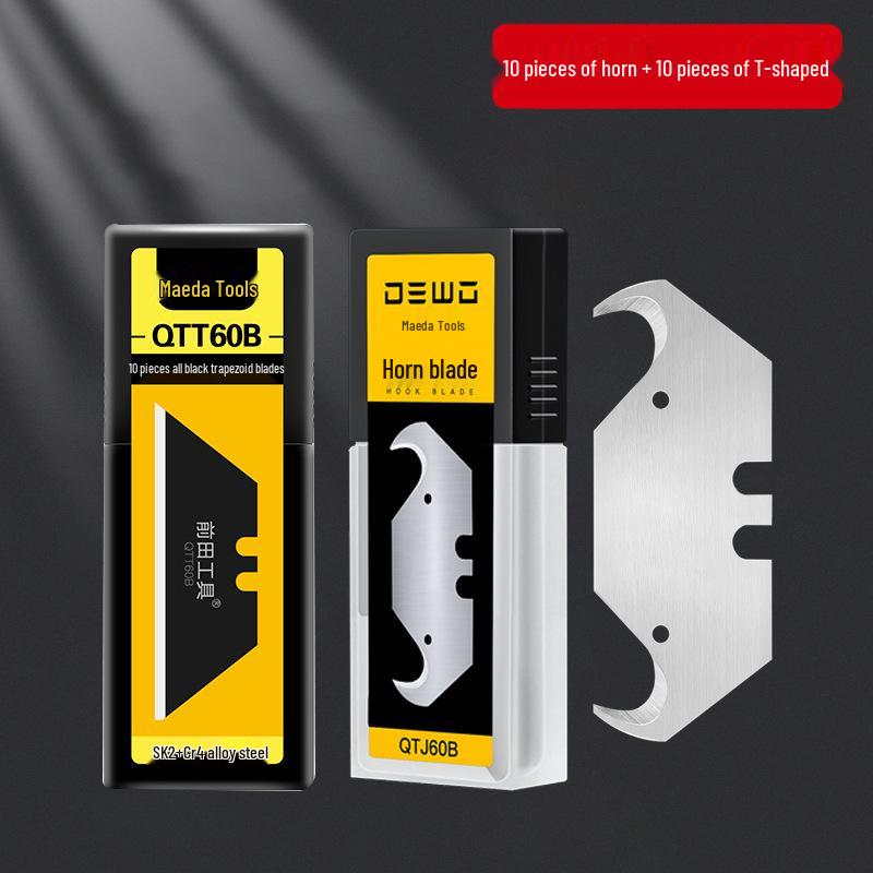 DEWO Heavy-Duty Stainless Steel Electrician's Folding Utility Knife with Cable and Wire Stripper, Thickened Hook.