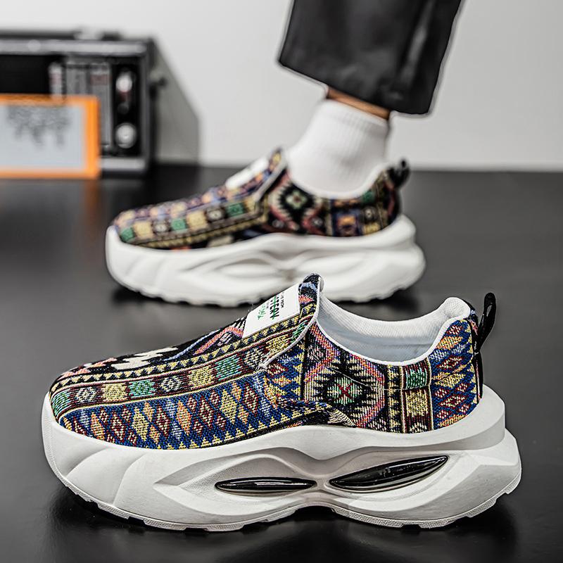 

Мужская спортивная обувь, повседневные уличные кроссовки на платформе, студенческие, большие размеры, с принтом, для скейтбординга, увеличивающие рост EU: 45