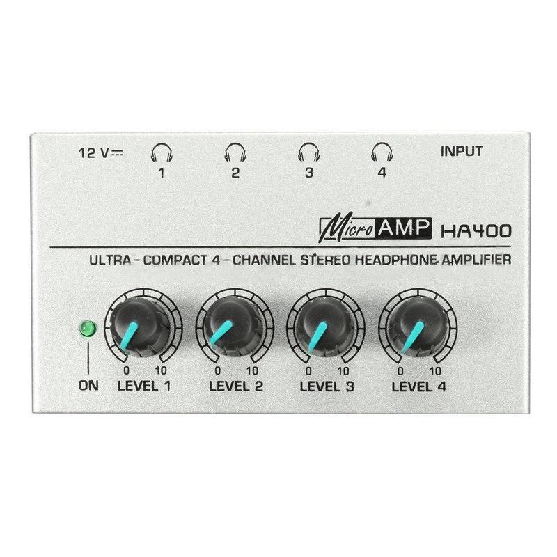 HA400 Ultra-Compact 4 Channel Headphone Audio Stereo Amp Microamp Amplifier