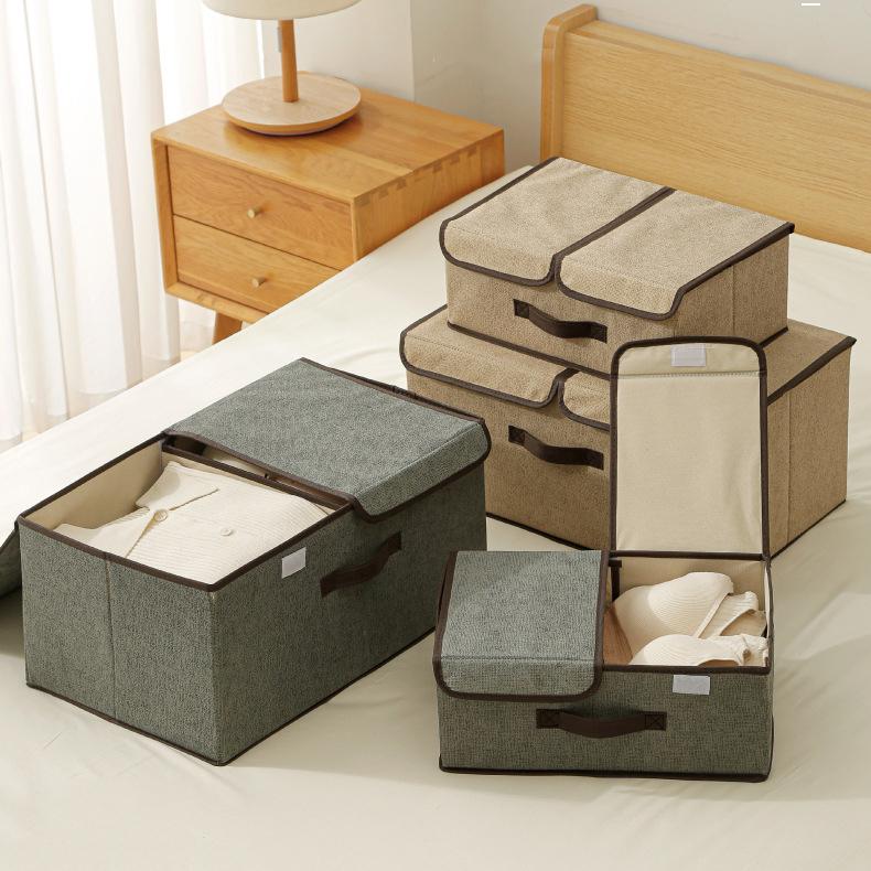 Foldable Clothes Storage Box Household Fabric Organizer With Lid Dustproof Multifunctional Clothing Pants Container For Wardrobe