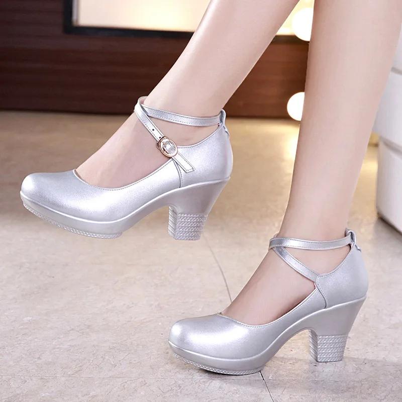 Fashion 2024 Fashion Women Pumps High Heels for Ladies Shoes Dancing Platform Pumps Leather Mary Janes Sandal Summer Footwear