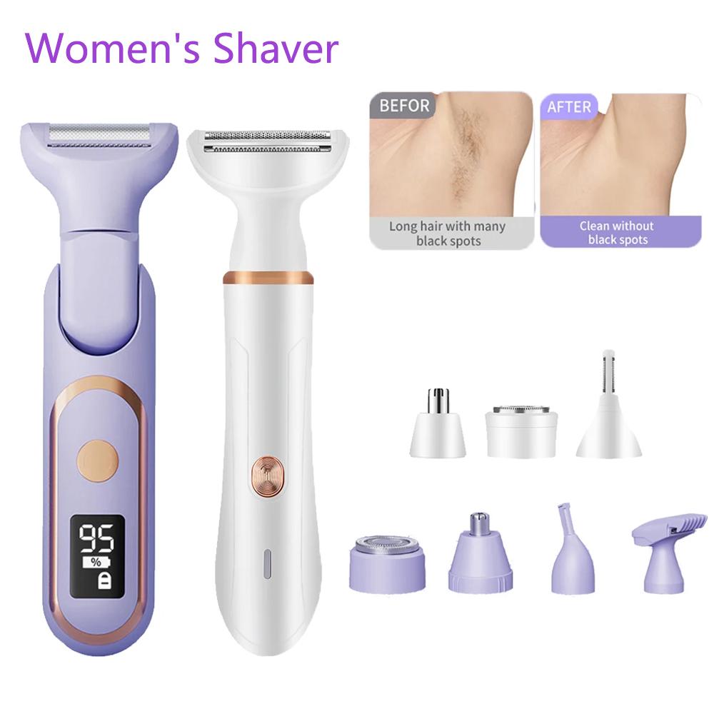 5-In-1 Multifunctional Women Shaver Rechargeable Painless Epilator for Face Underarm Bikini Body Hair Removal