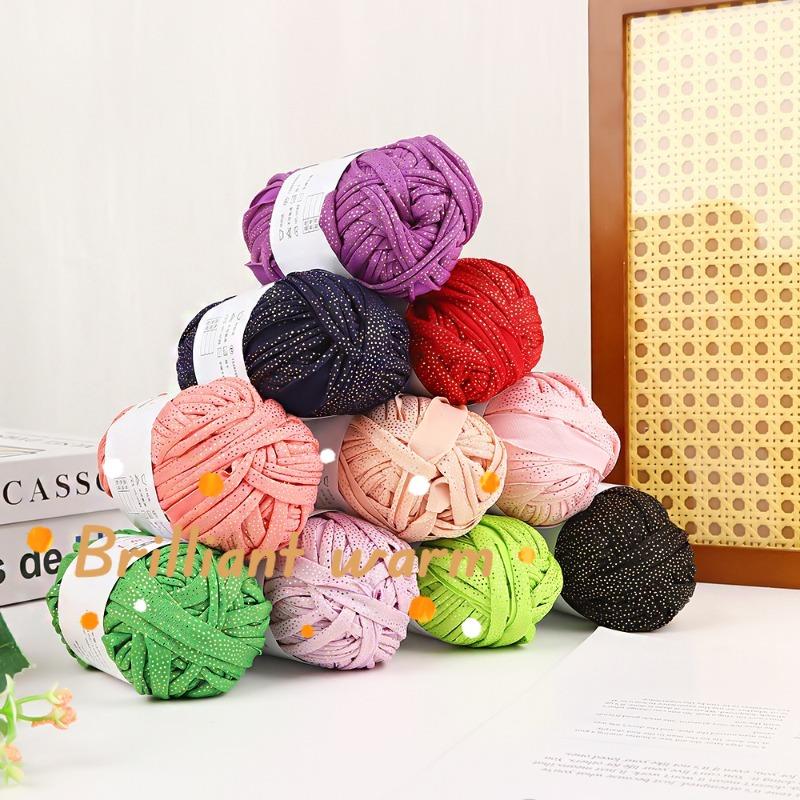 100g/rotolo Colore Solido Oro Punti Lucidi Filo per Tessuto Fai da Te Uncinetto Lavorazione a Maglia Maglione Sciarpa Filato per Tappeti Accessori Fatti a Mano