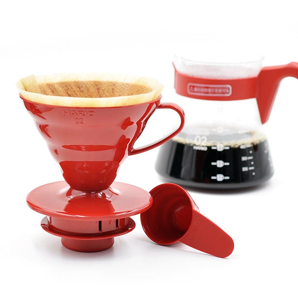 HARIO V60 02 Coffee Server Set, Coffee Drip, 1-4 Cups, Red, VCSD-02R