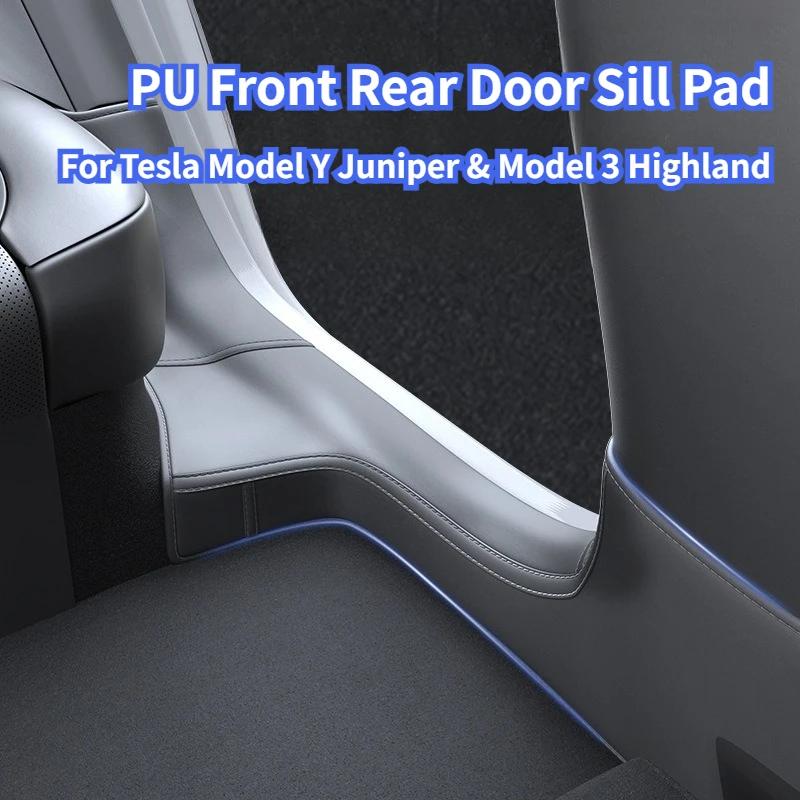 For Tesla Model 3 Highland Model Y Juniper PU Front Rear Door Sill Protection Strip Seat Anti-kick Pad Corner Guard Accessories