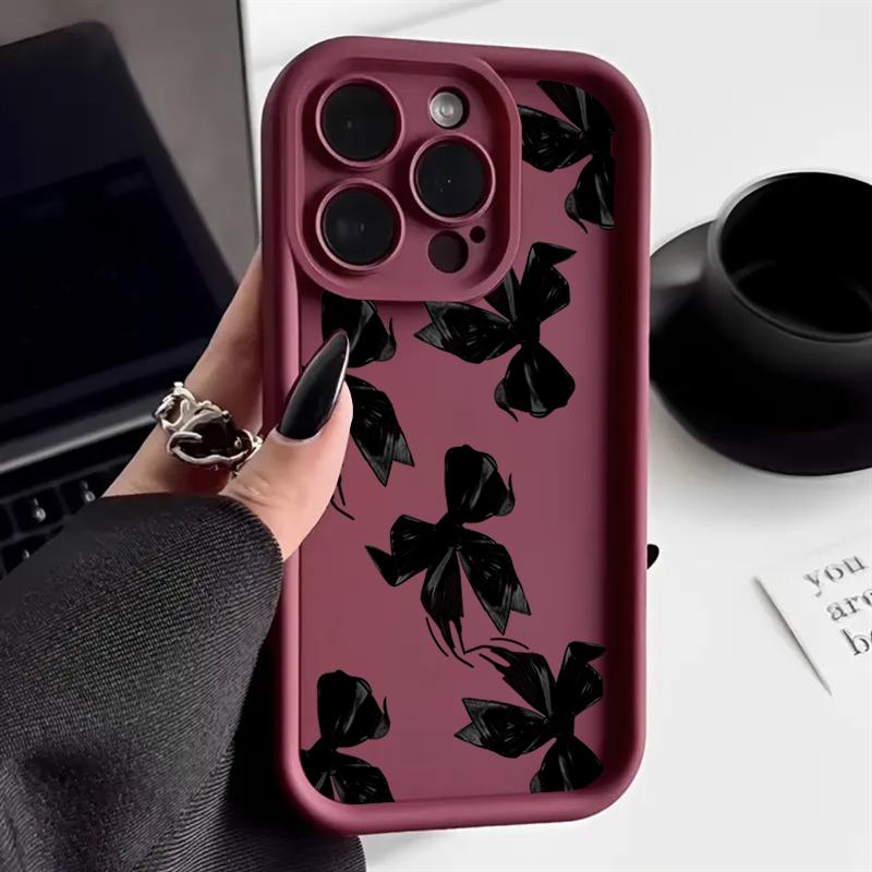 Cute Bow Pattern Silicone Soft Phone Case For iPhone 17 16 15 14 13 12 11 Pro Max 17 Air 16E XS X XR 7 8 Plus Shockproof Cover