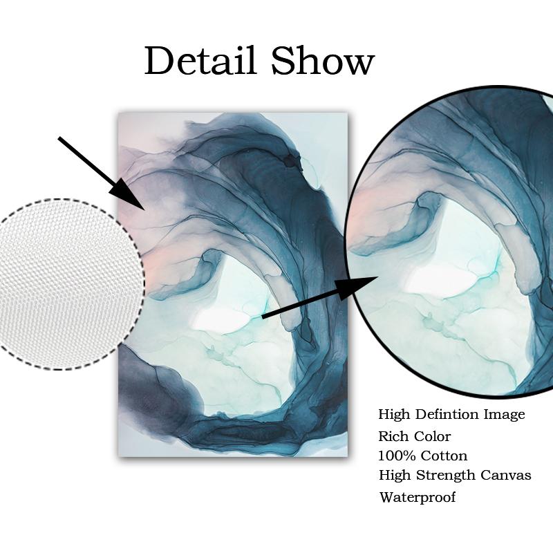 Abstrakcyjny obraz na płótnie Wall Art niebieski atrament Bloom drukowany obraz akwarela plakat skandynawski dekoracje ścienne zdjęcia do salonu