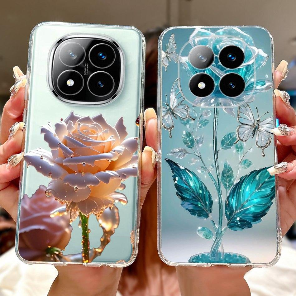 For Xiaomi Redmi Note 14 Pro+ Elegant Floral Butterfly Phone Case For Redmi Note14 Pro Plus 5G Soft Silicone TPU Cases