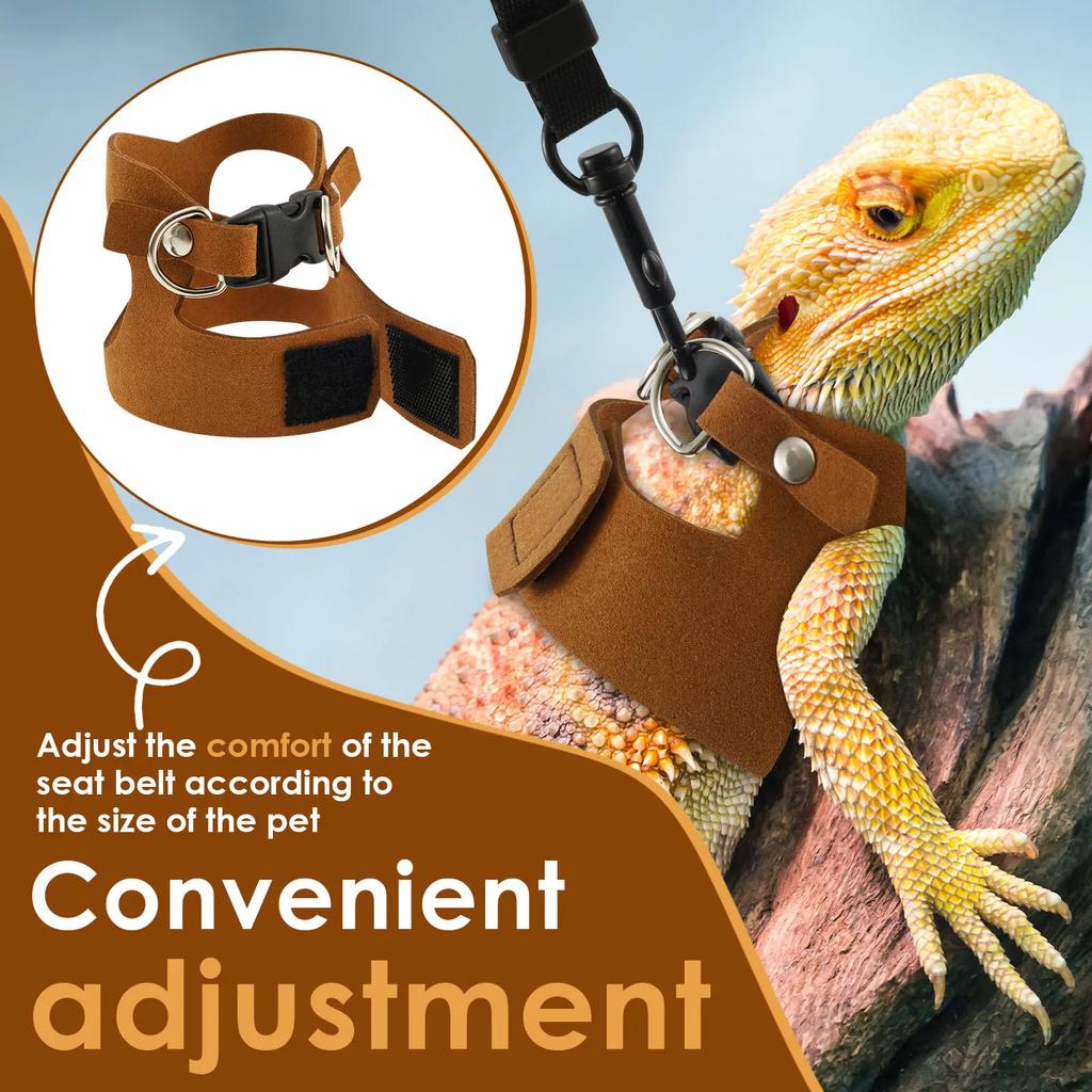 3Pcs Lizard Leash Harness Soft Adjustable Reptile Bearded Dragon Traction Rope Chameleon Amphibians Pet Harness Supplies