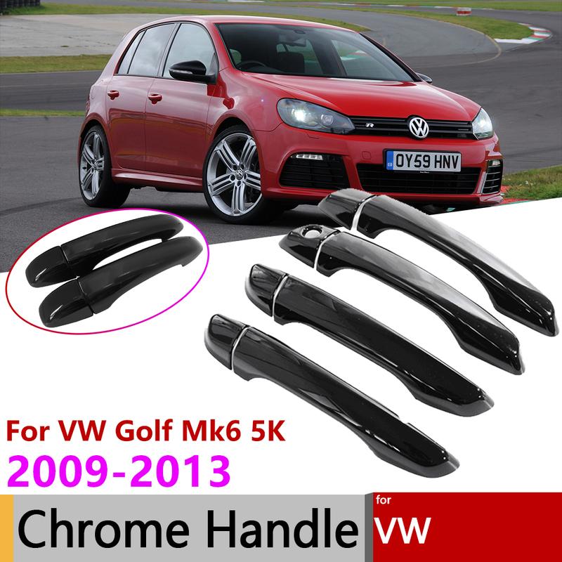 For Volkswagen VW Golf Mk6 5K Jetta SportWagen 2009 2010 2011 2012 2013 Gloss Black Door Handle Cover Car Exterior Accessories