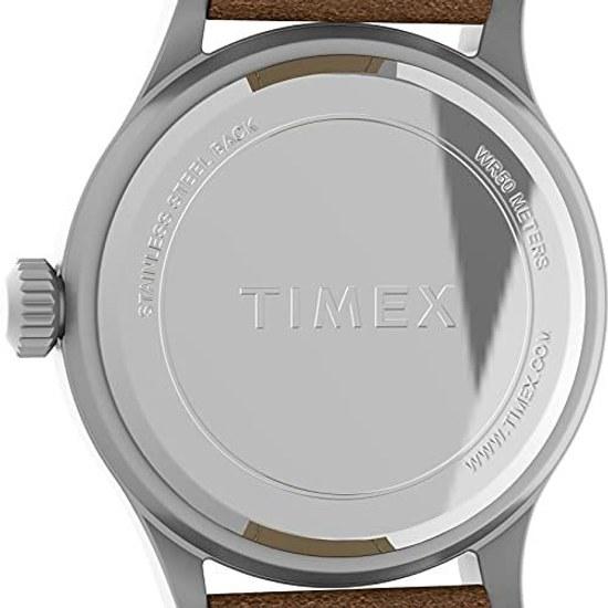 Orologio da polso Timex Expedition Scout da uomo cassa 40 mm color argento quadrante verde cinturino in pelle marrone Taglia 40