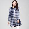 Women's Spring and Fall Plus Size Plaid Shirt Long Casual Shirt Loose Office Shirt