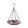 Garden Bird Bath Tray for Small Birds, Hanging Metal Food and Water Dish with Center Bird Detail for Backyard Display and Outdoor Bird Watering, Easy