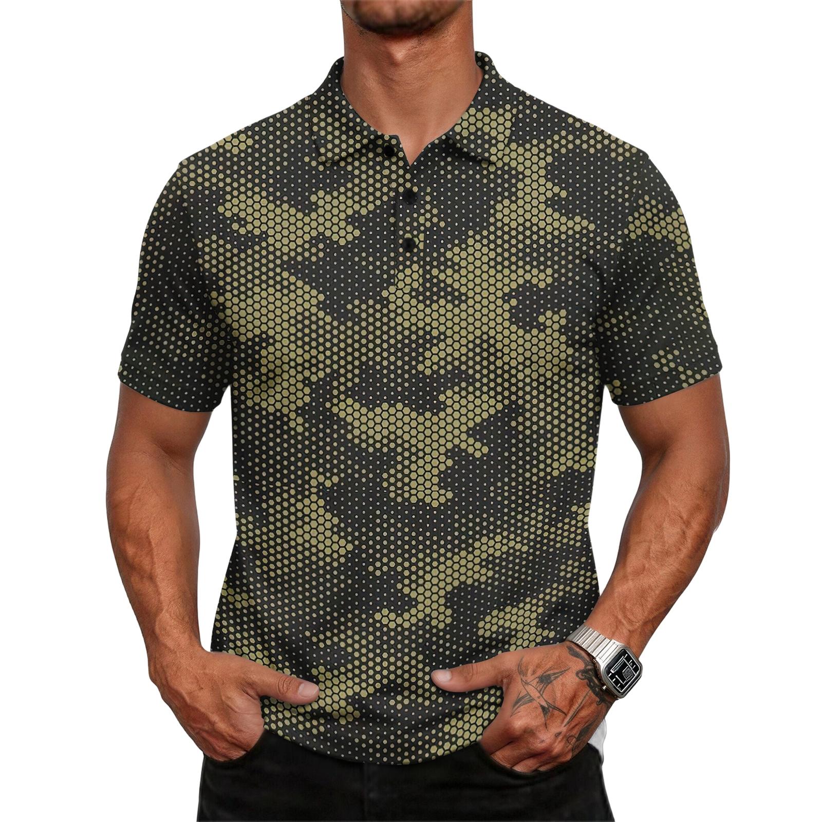 

Men s casual loose-fitting fashionable camouflage pattern printed short-sleeved T-shirt top L армия зеленый