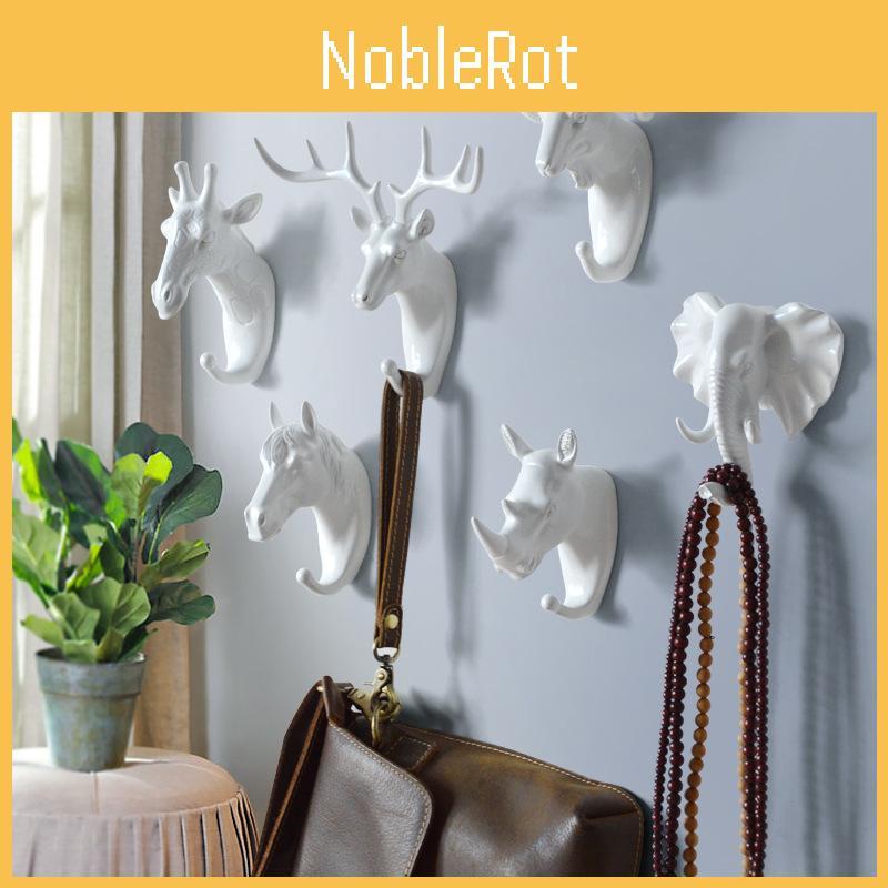 Elegant White Deer Head Wall Hook No Drill Required Strong Adhesive