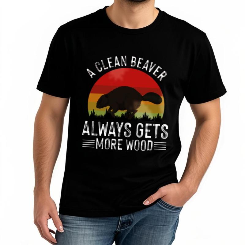 Streetwear Unisex Rundhals T-Shirt Lässiges T-Shirt Ein fleißiger Biber bekommt jeden Tag mehr Holz Unisex Oberteile Rock T-Shirt